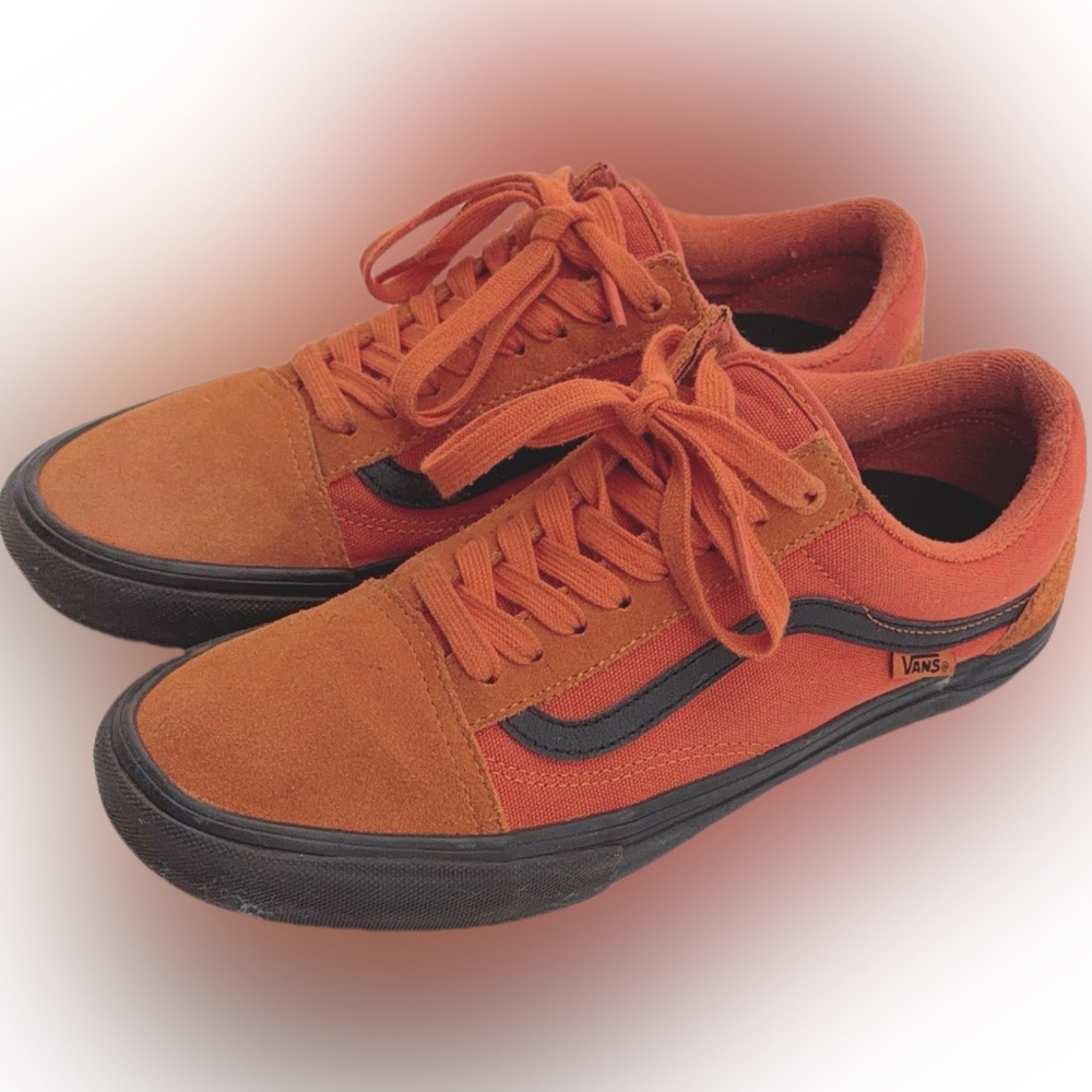 Vans Men's Pro Cush Vibrant Orange and Black Sneakers Sz 8.5